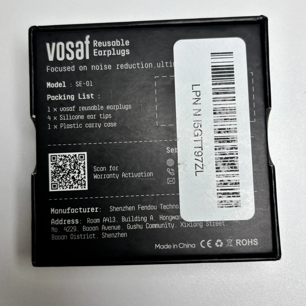 Vosaf SE-01 Reusable Quiet Earplugs 45dB NRR Noise Reduction Black Gold Case - Picture 5 of 5